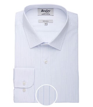 Camisa de algodón rayas Blanco y Celeste - BERTHIN