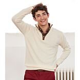 Jersey de hombre de lana con cuello con cremallera Chocolate oscuro - KEITHY