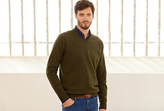 Green v-neck wool jumper - ELIAN