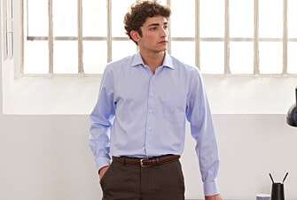 Blue Twill Cotton shirt - French collar - CLAUDIO