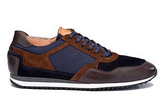 Chocolate and Navy suede Men's Trainers - CORUNNA