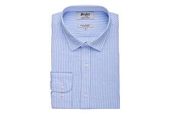 Soft Blue & White striped cotton linen shirt - EDIBERT