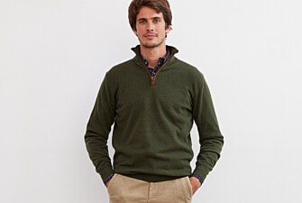Green half-zip wool jumper - KEITHY
