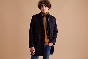 Navy Men's winter wool/cashmere coat - HONORÉ II
