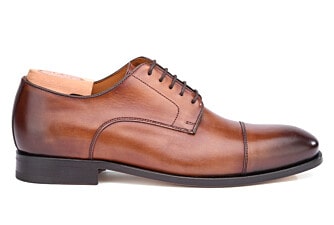 Patina Cognac Derby Shoes - Leather outsole - GILWELL