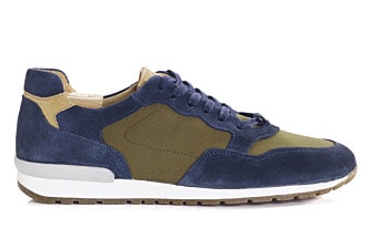 Blue Suede & Khaki Leather Trainers - CANBERRA II