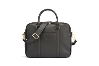 Chocolate Grained Men's leather satchel with shoulder strap