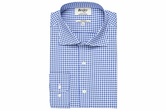 White Cotton shirt with light blue and white checks - RUGGERO