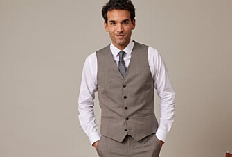 Men's Taupe melange Suit Waistcoat - LAZARE