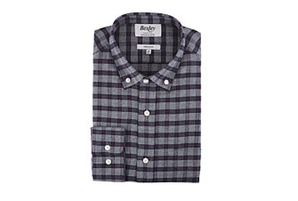 Navy and Grey check flannel shirt - FRANKLIN