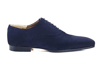 Navy suede Oxford shoes - Leather outsole & rubber pad - STRESA PATIN