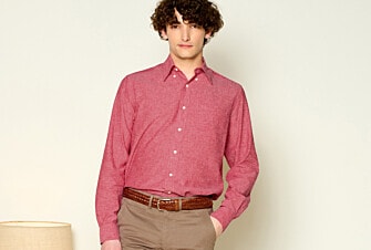 Red Chambray long sleeve cotton linen shirt - COLTEN
