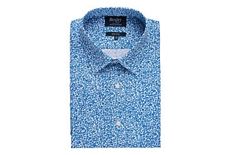 Blue cotton shirt with white flowers - FLAVIUS MC