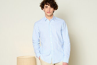 Soft Bleu & White striped cotton linen shirt - SIMONIN