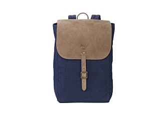Navy cotton canva and Tobacco goat suede backpack - HUNTINGTON