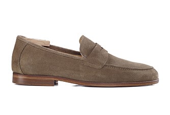 Light Taupe Suede Men's penny loafers - DERVIO