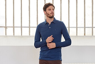 Blue Men's long sleeve polo shirt - ALEC II ML