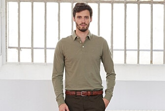 Grey Green Men's long sleeve polo shirt - ALEC II ML
