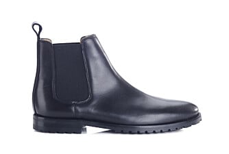 Black men's chelsea boots rubber outsole with separate heel - BENTFIELD GOMME