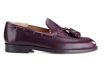 Burgundy leather Men's tassel loafers - PICADILLY
