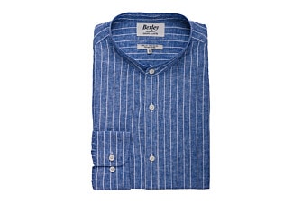 Ocean Blue Chambray & White cotton linen shirt - ELRIC