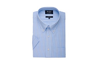 White cotton shirt with thin Light Blue checks - GLENN MC