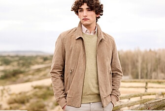 Men's Dark Camel velvet leather jacket - EDRIK