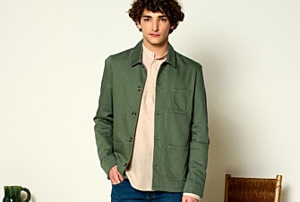Sage Green men's cotton/linen  painter jacket - FAUSTINIEN