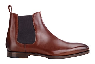 Men's chestnut patina boots with leather sole and rubber pad - DOVON PATIN