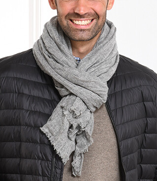 Grey Melange light Wool and Cashmere scarf