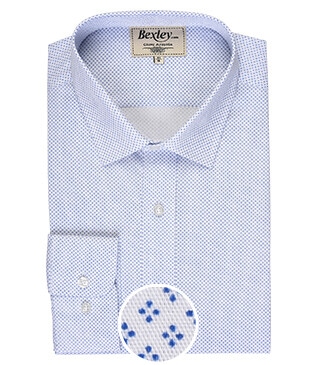 White shirt printed - blue patterns - Straight collar - ALPHONSE