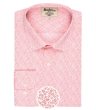 White shirt with red patterns - Straight collar - MARIUS