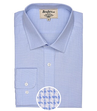 Blue and White Cotton shirt - Straight collar - GERMAIN