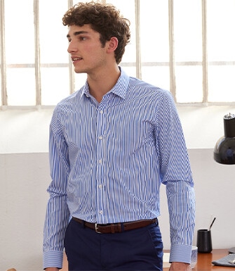 Blue and White Cotton striped shirt - MAXIMILIEN