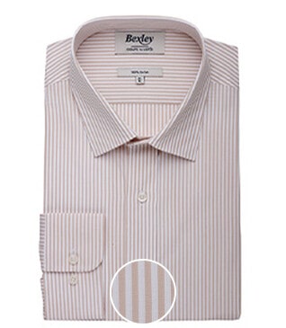 Beige & White striped poplin shirt - MAXIMILIEN