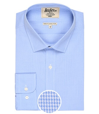 Blue and White houndstooth patterned Cotton shirt - ROMARIC