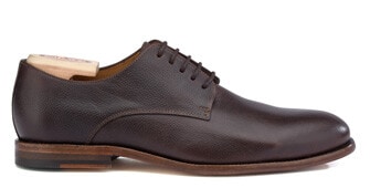 Grained Chocolate Derby Shoes - Leather outsole - HILPERTON