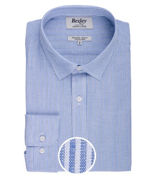 Ocean Blue & White trim cotton linen shirt - EDIBERT