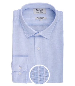 Light Blue & White trim cotton linen shirt - EDIBERT