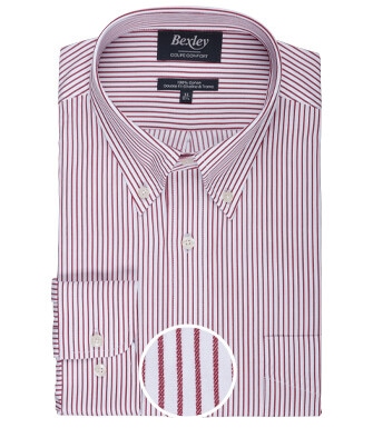 White shirt with red stripes and chest pocket - BRODERICK
