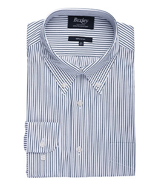 White shirt with dark green stripes and chest pocket - BRODERICK