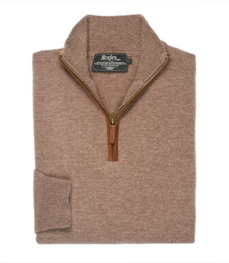 Brown Melange half-zip wool pullover - KEITHY