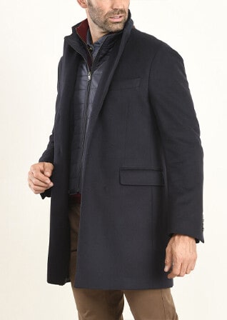 Navy Men's winter wool/cashmere coat - HONORÉ II