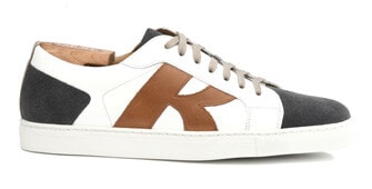 White and Grey suede Men's Trainers - BRENTWOOD
