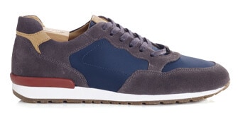 Grey Suede & Khaki Leather Trainers - CANBERRA II