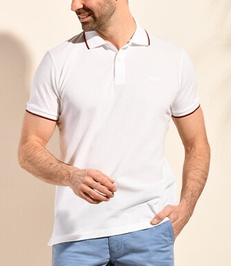 White and Navy Men's polo shirt - ALBERN