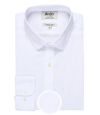 White plain cotton linen shirt - SILBERT