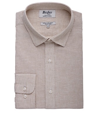Beige Chambray cotton linen shirt - SILBERT