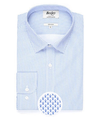 White cotton shirt with blue fish print - SIMION