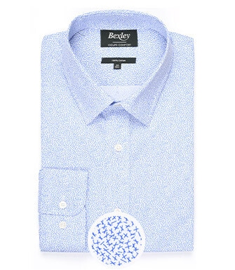 White cotton shirt with blue print - TALBERT